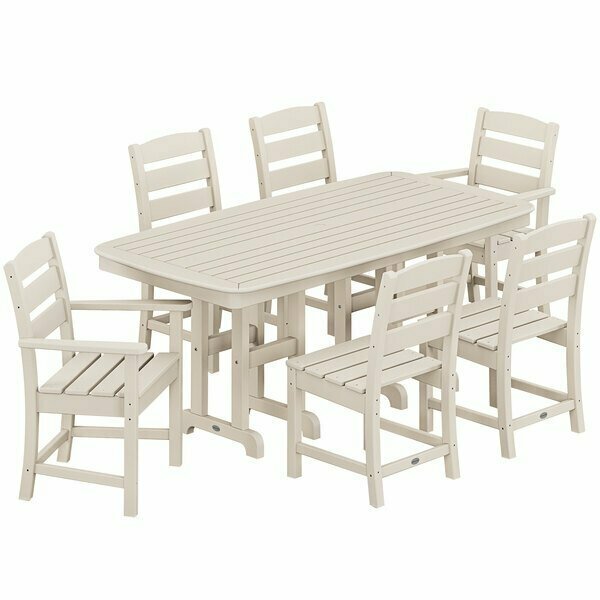 Polywood Lakeside 7-Piece Sand Dining Set with Nautical Table 633PWS6241SA